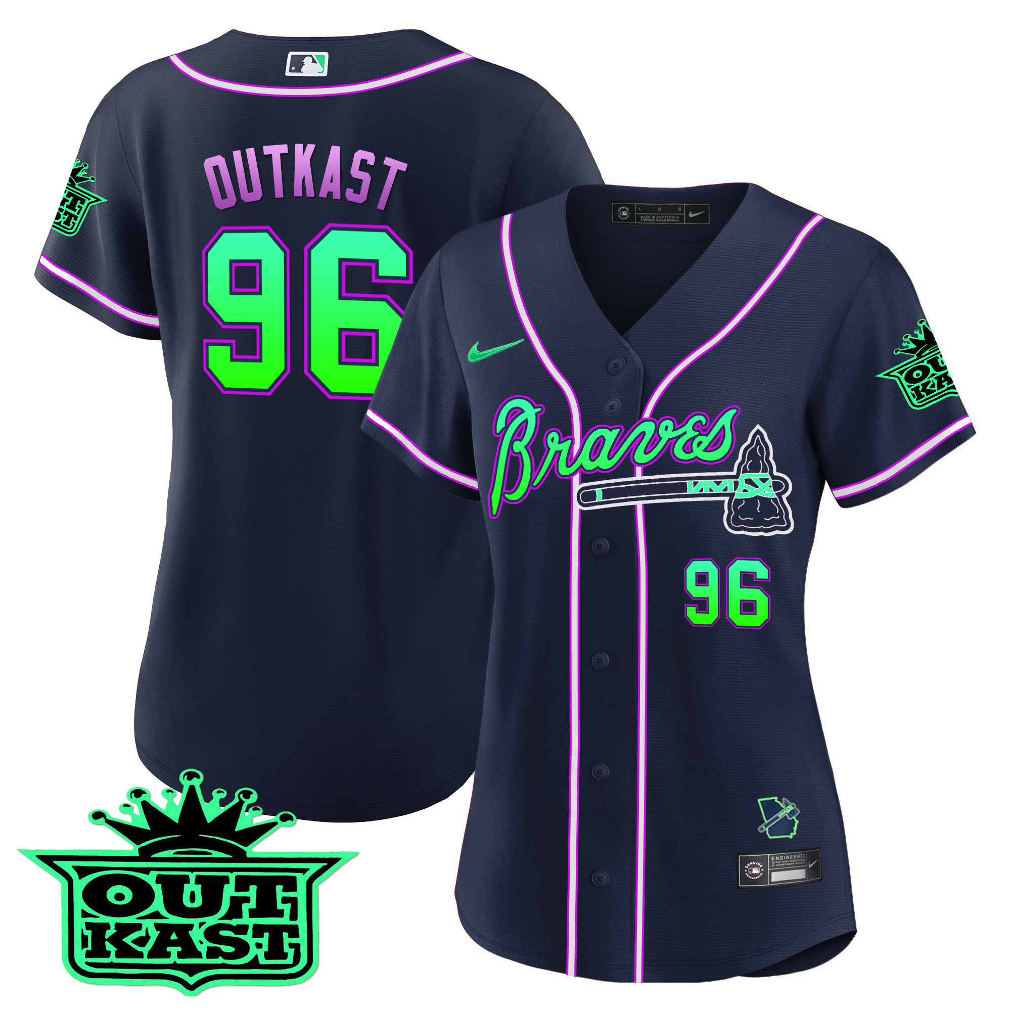 OutKast Women's Atlanta Braves Outkast Baseball - Galaxy Version Jersey - All Stitched