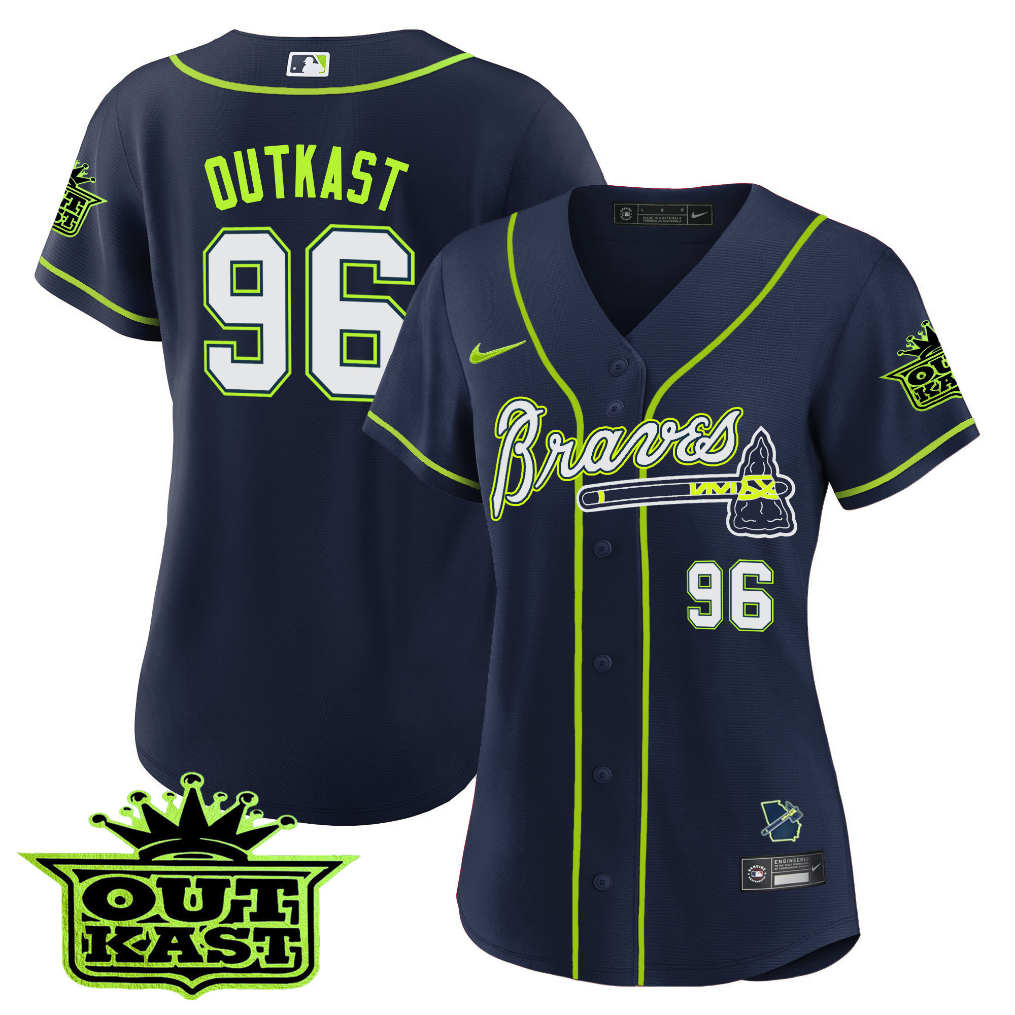 OutKast Women's Atlanta Braves Outkast Baseball V2 Atliens Jersey - All Stitched