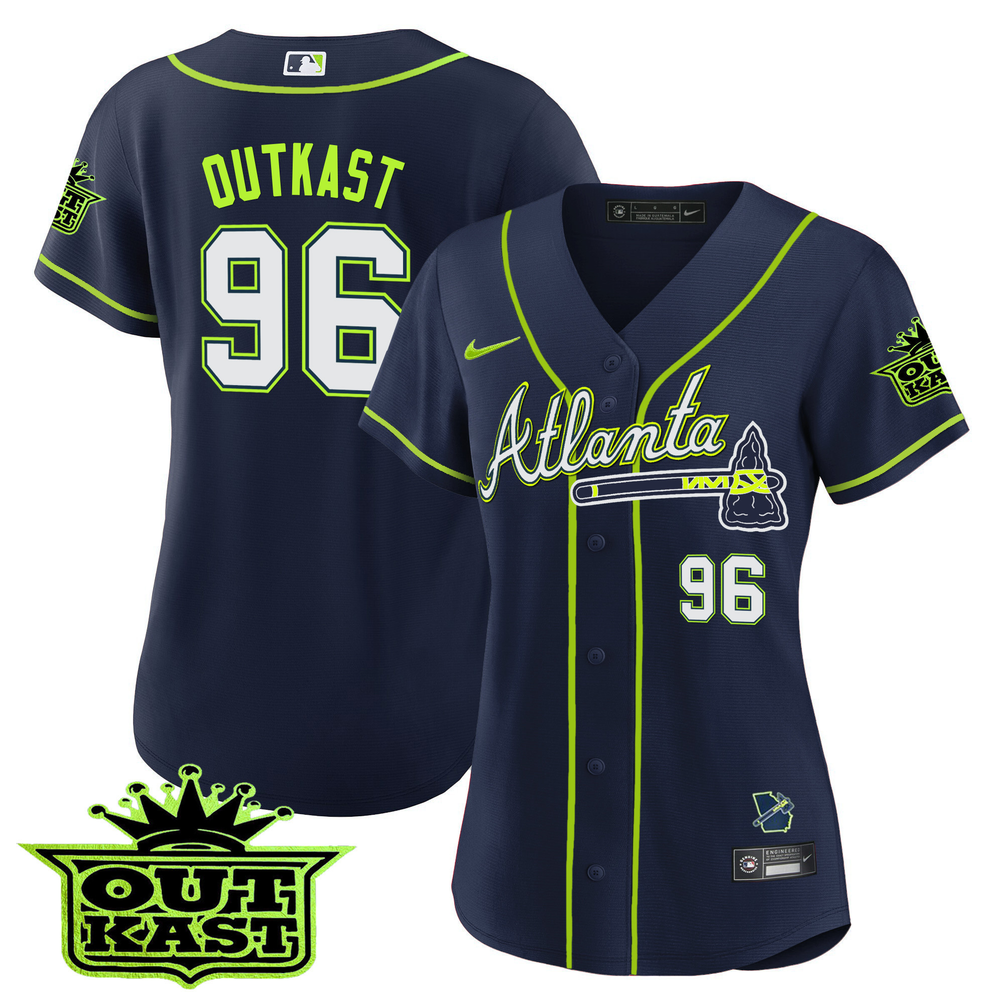 OutKast Women's Atlanta Braves Outkast Baseball V3 Atliens Jersey - All Stitched