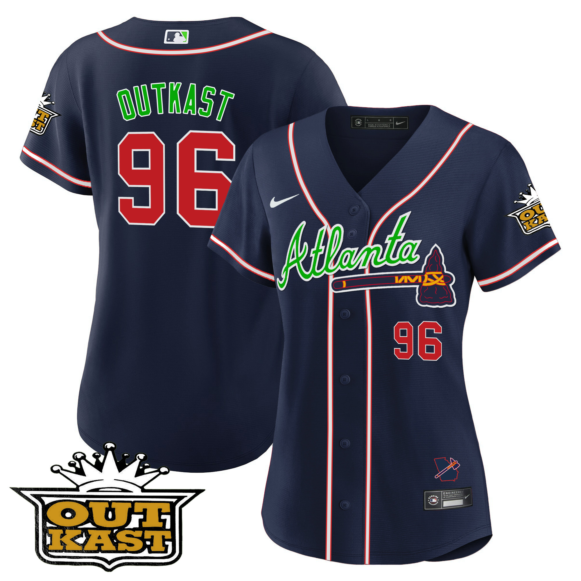 OutKast Women's Atlanta Braves Outkast Baseball V3 Navy Jersey - All Stitched