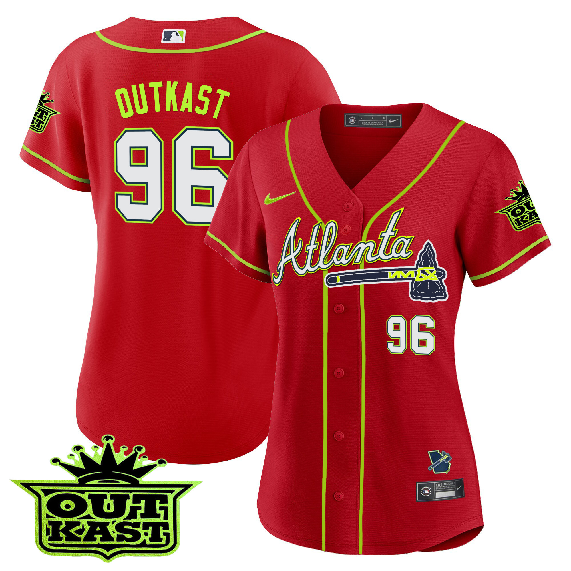 OutKast Women's Atlanta Braves Outkast Baseball V3 Red Jersey - All Stitched