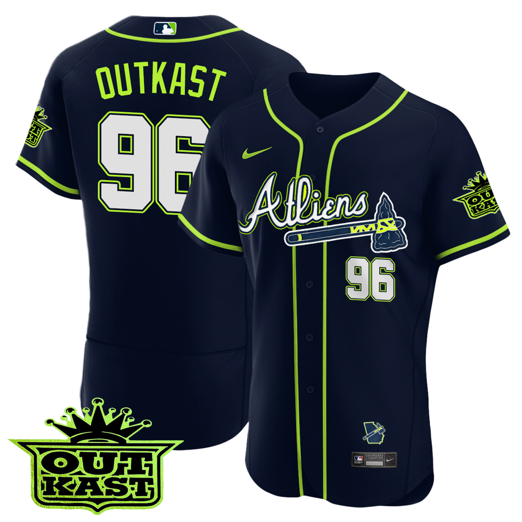 OutKast Youth's Atlanta Braves Atliens Flex Base Jersey - All Stitched