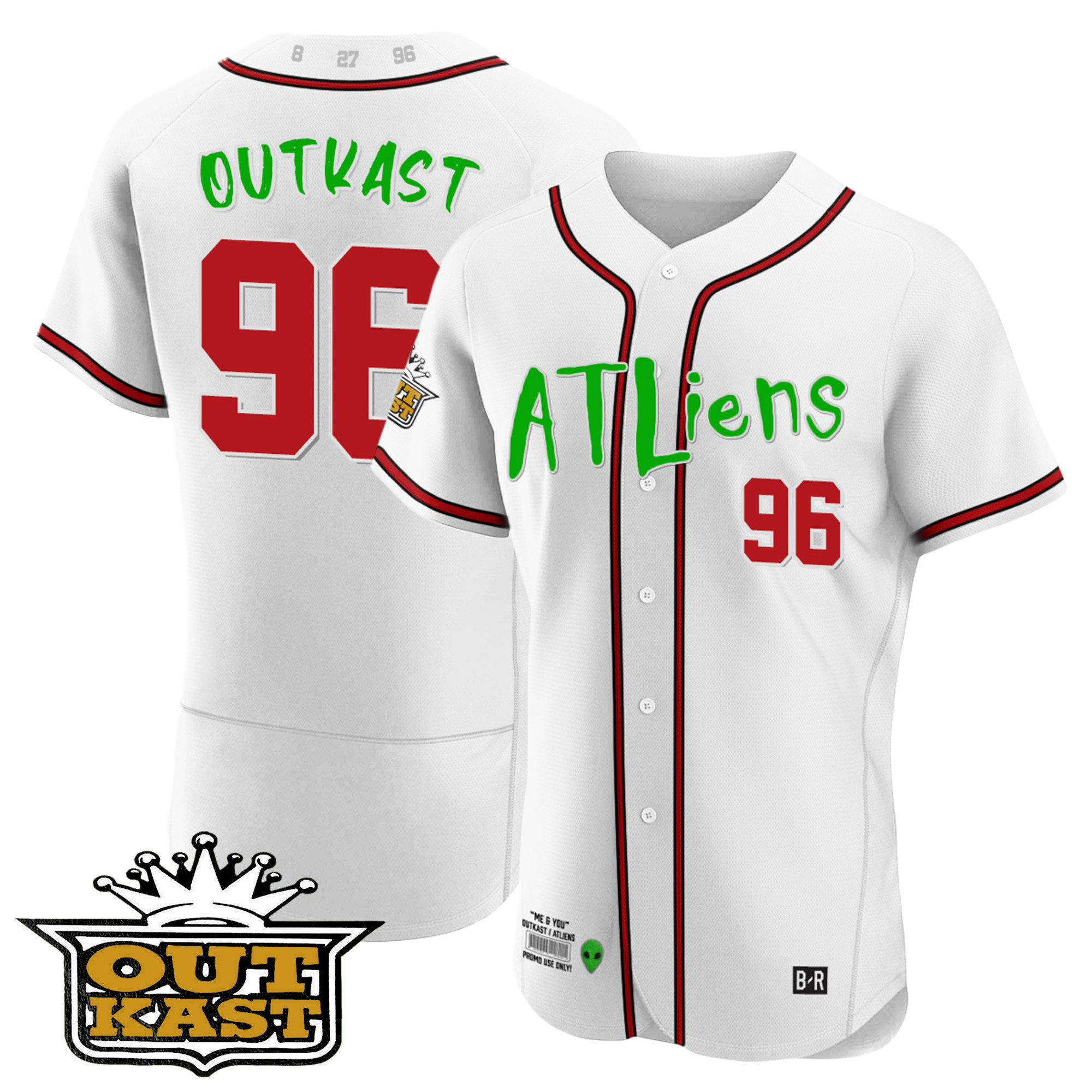 OutKast Youth's Atlanta Braves Atliens Flex Base White Jersey - All Stitched V8