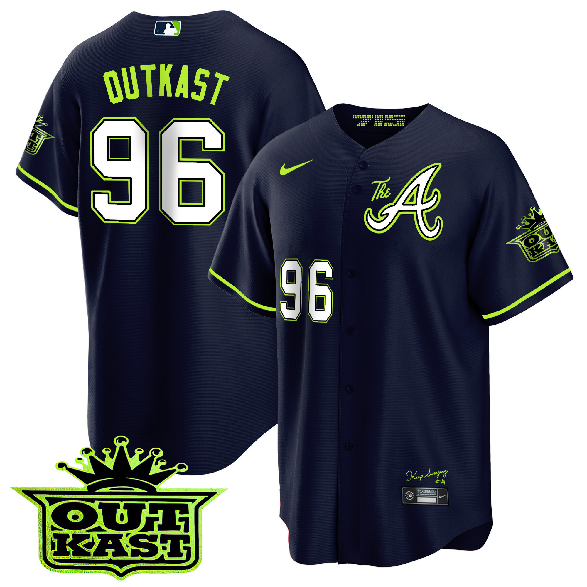 OutKast Youth's Atlanta Braves Atliens The A Cool Base Jersey - All Stitched V33