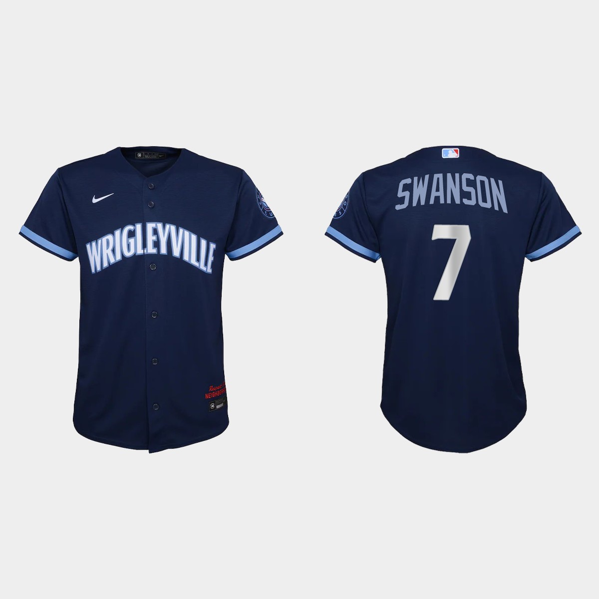Youth Chicago Cubs Dansby Swanson Navy City Connect Jersey