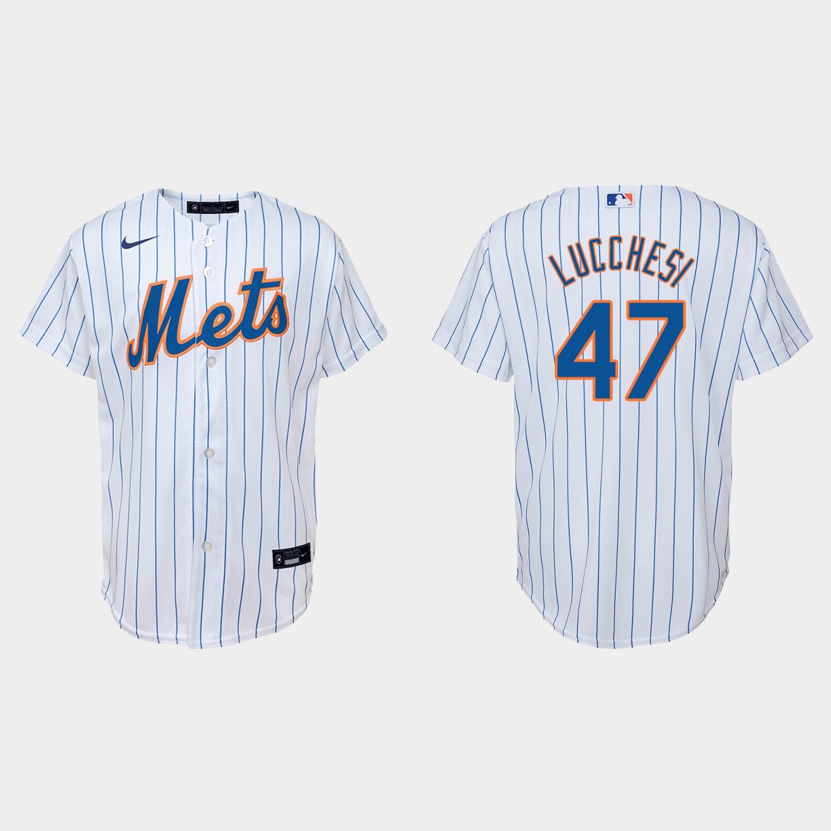 Youth New York Mets #47 Joey Lucchesi White Home Jersey V76