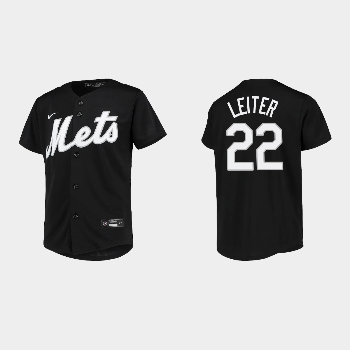Youth New York Mets Al Leiter Black Team Jersey V75