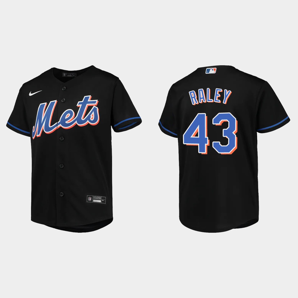 Youth New York Mets Brooks Raley Black Alternate Jersey V82