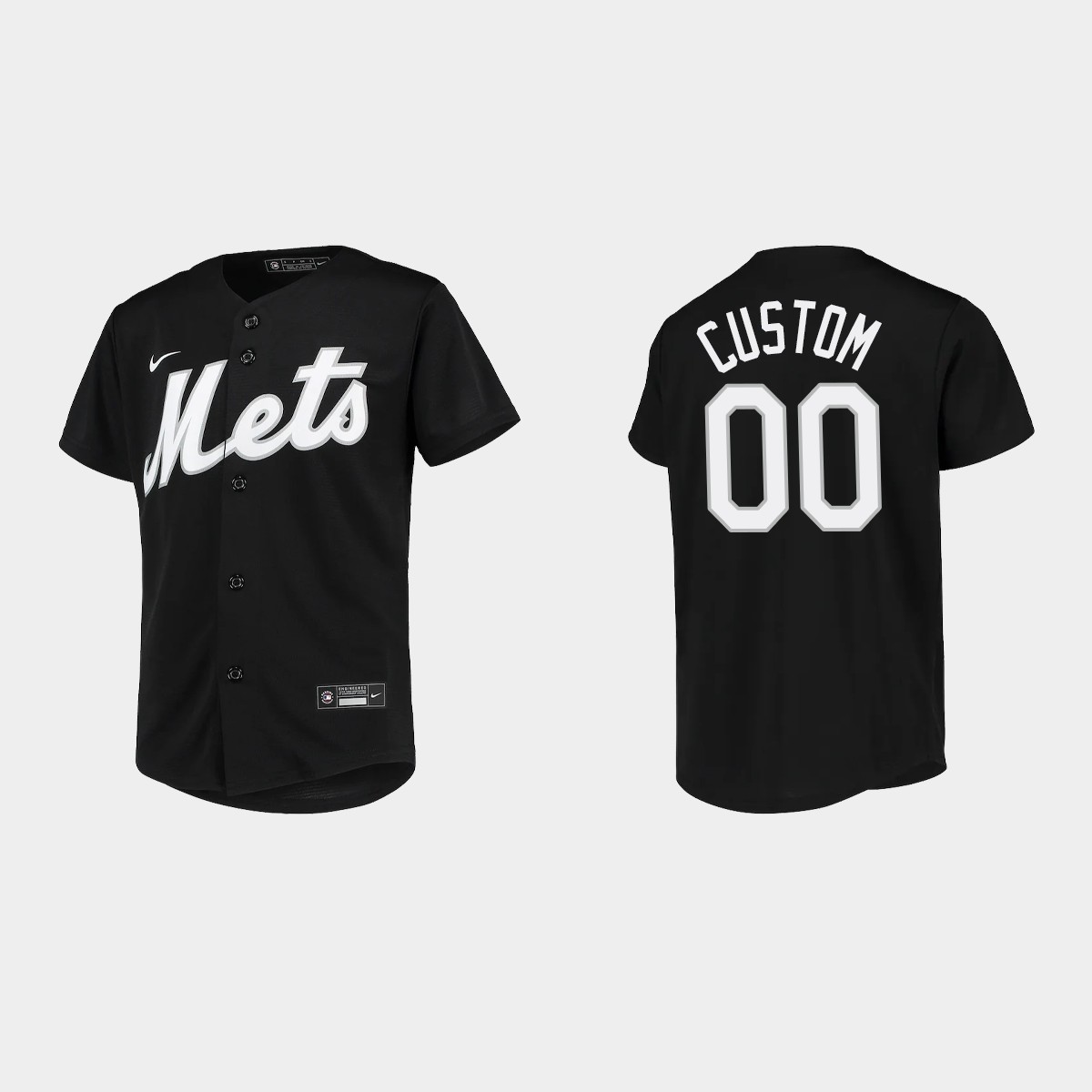 Youth New York Mets Custom Black Team Jersey V71