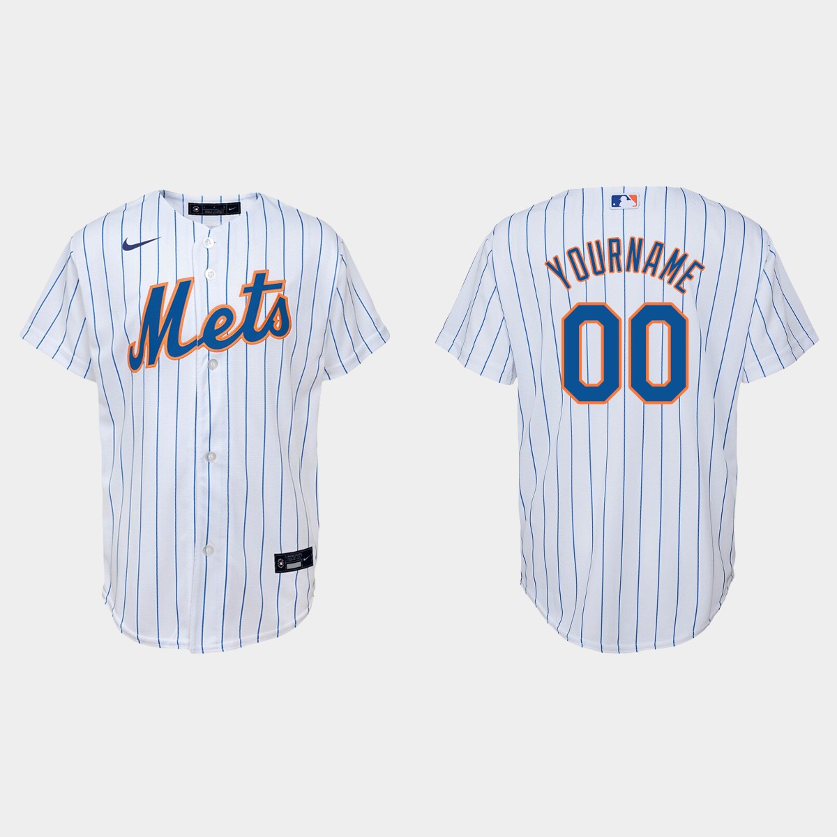 Youth New York Mets Custom White Home Jersey V63