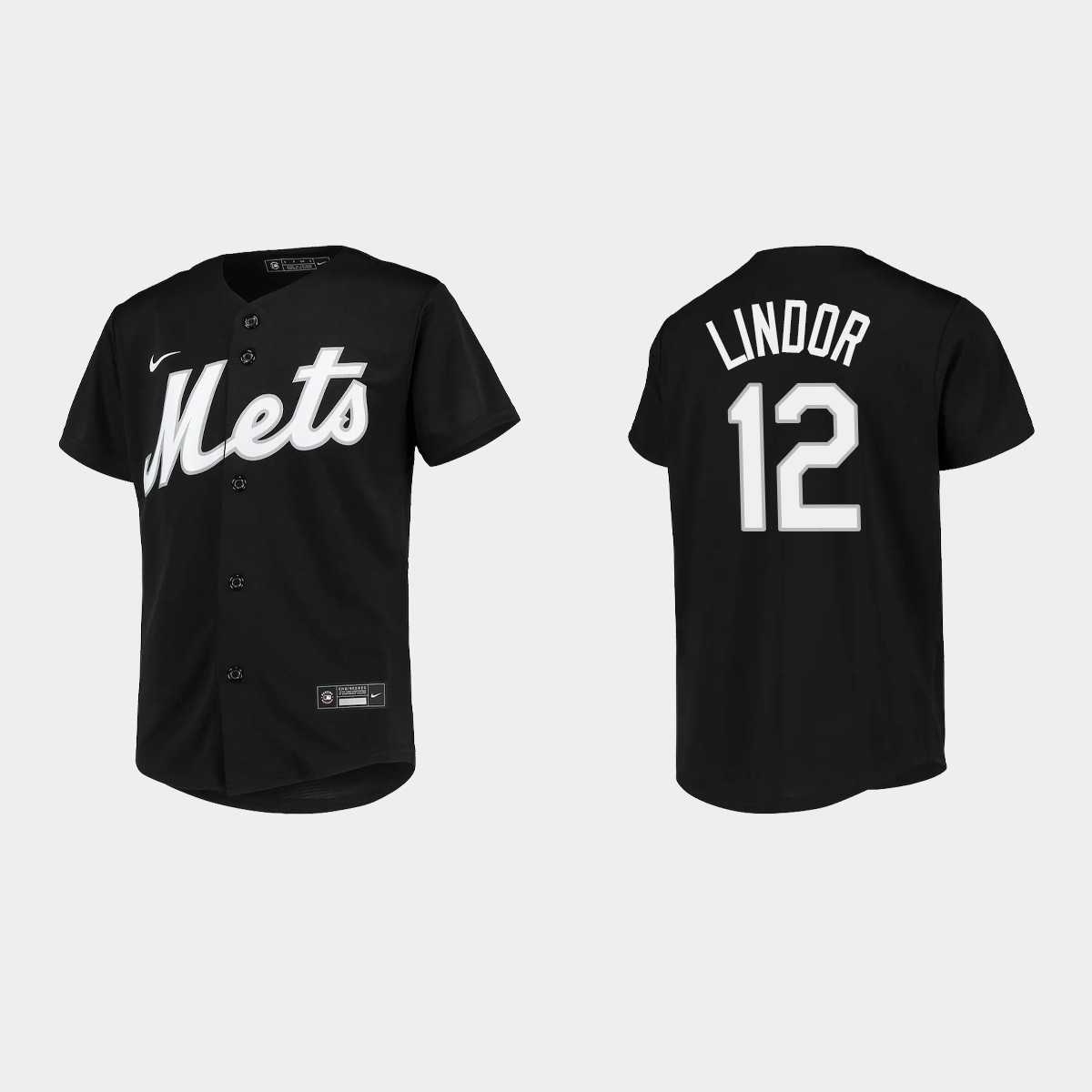 Youth New York Mets Francisco Lindor Black Team Jersey V70
