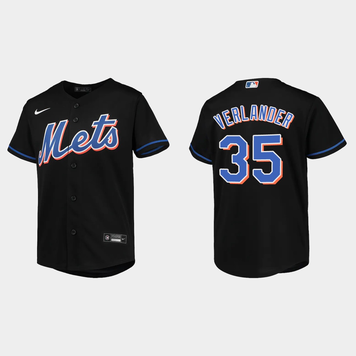 Youth New York Mets Justin Verlander Black Alternate Jersey V49