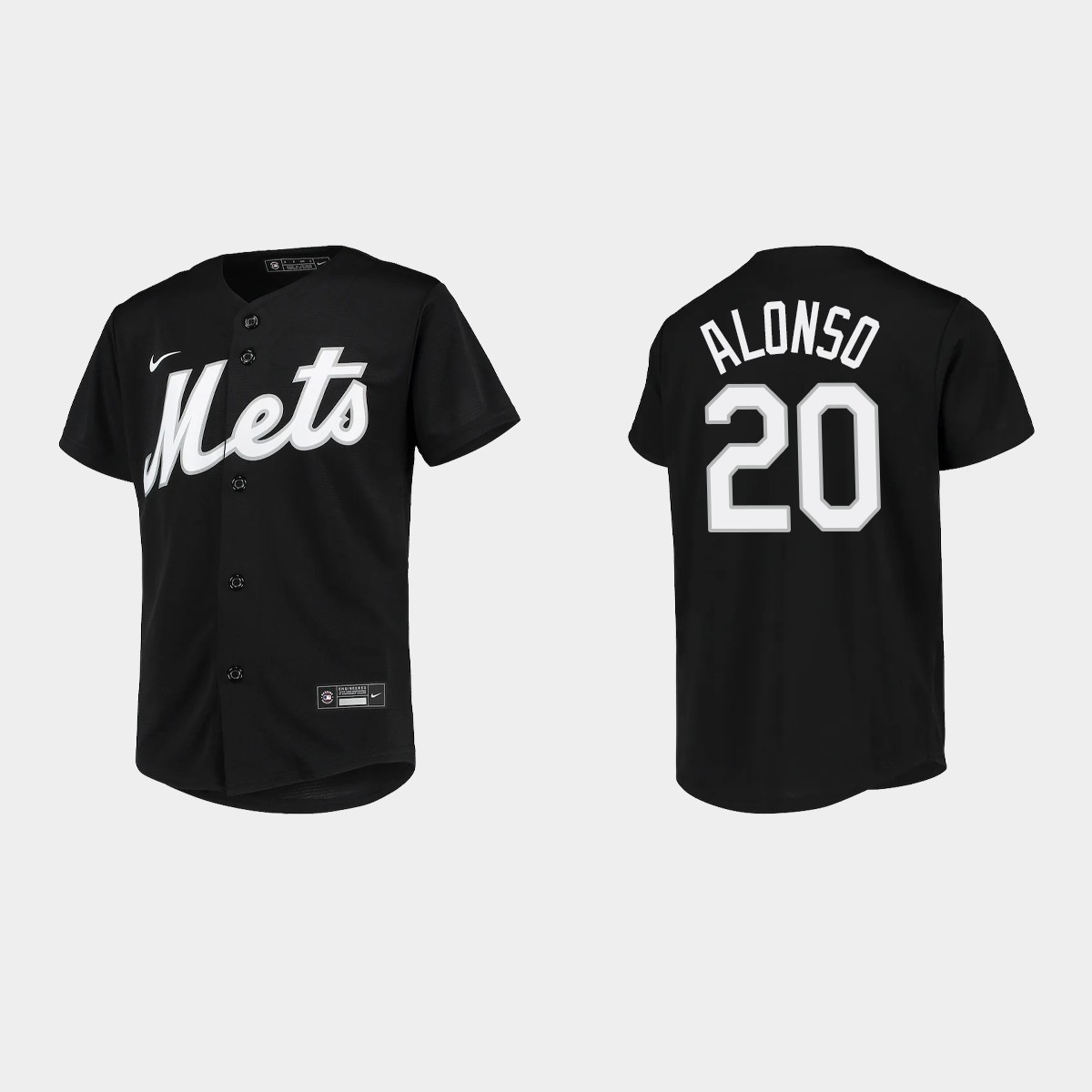 Youth New York Mets Pete Alonso Black Team Jersey V43