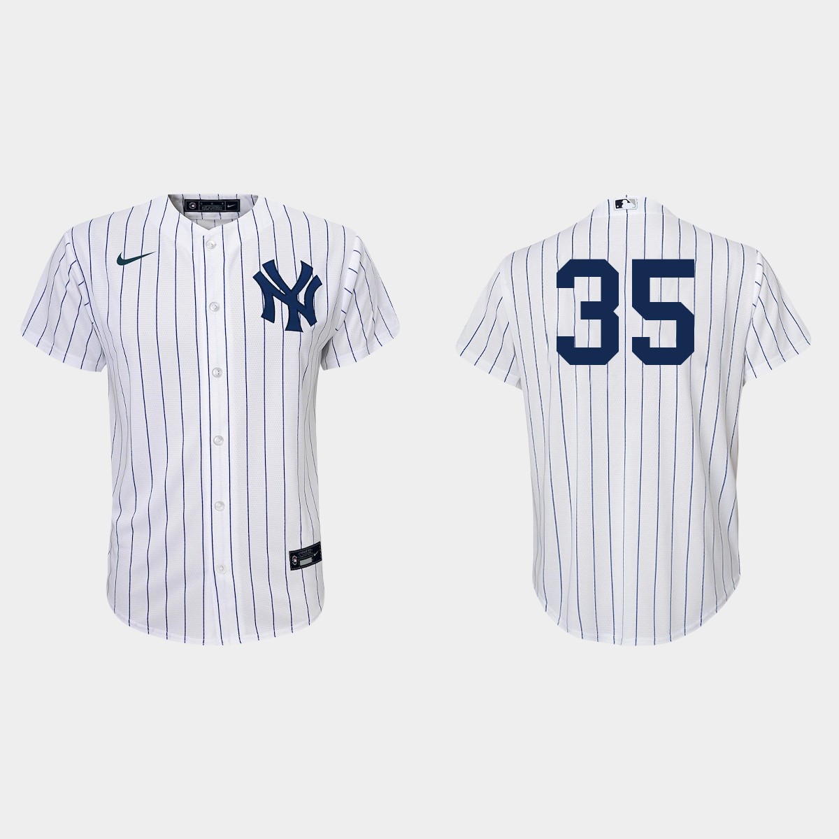 Youth New York Yankees Clay Holmes White Navy Home Jersey