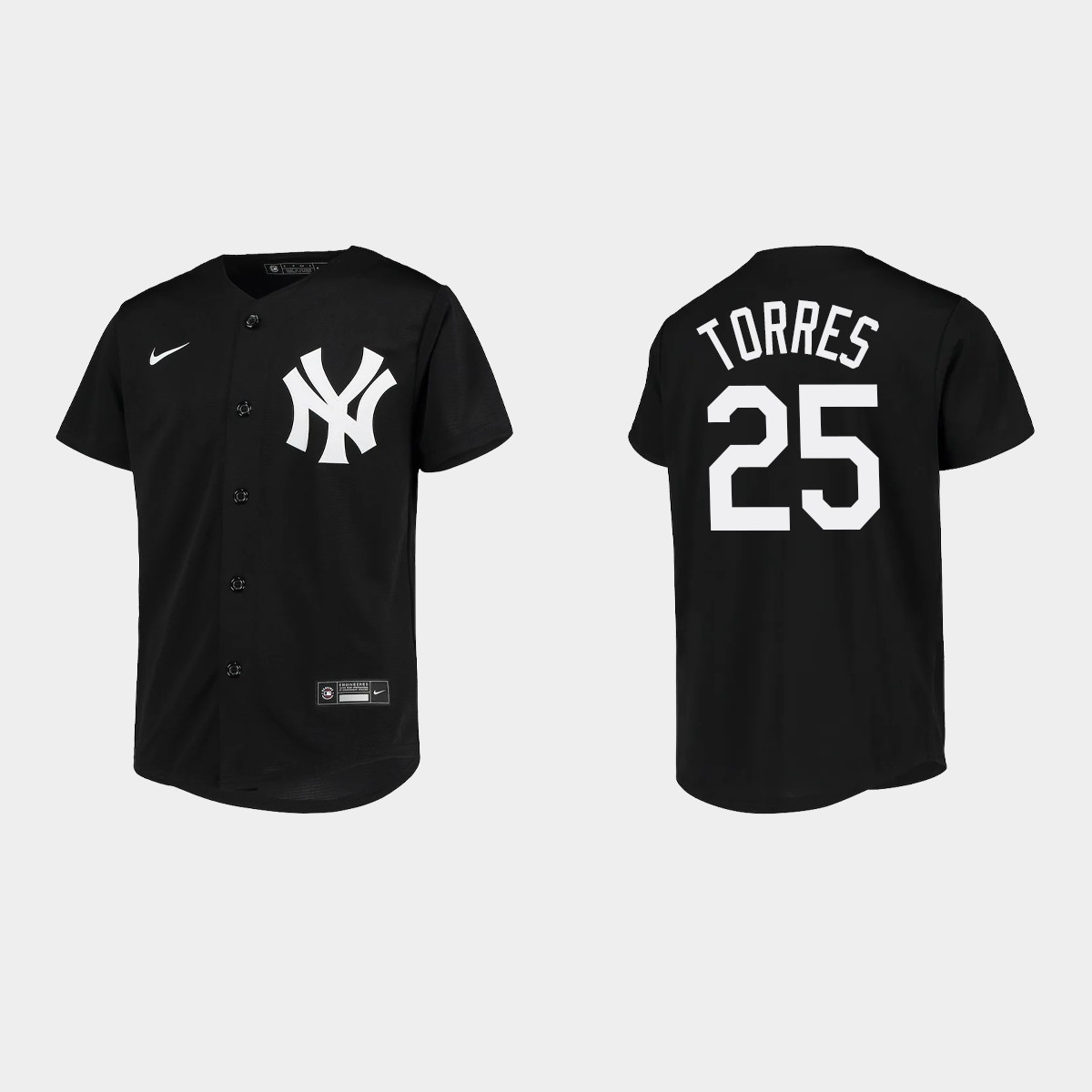 Youth New York Yankees Gleyber Torres Black Team Jersey