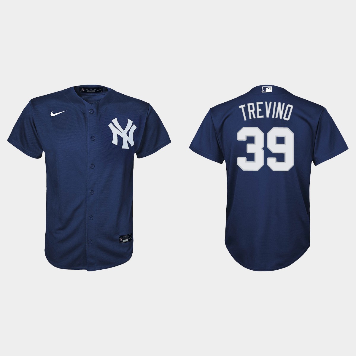 Youth New York Yankees Jose Trevino Navy Alternate Jersey