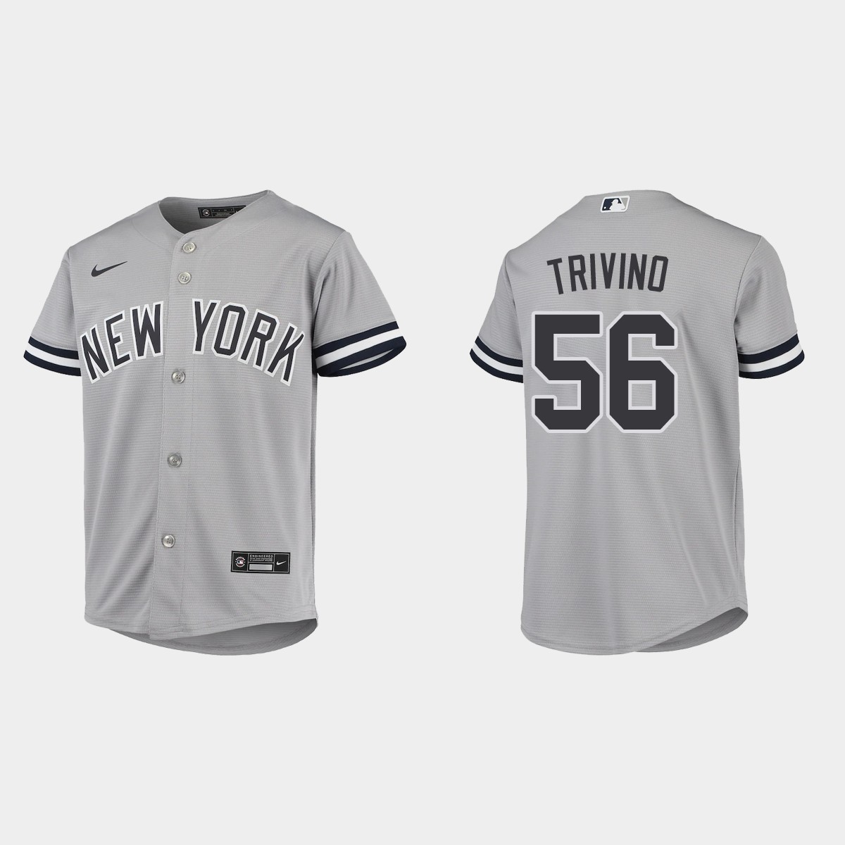 Youth New York Yankees Lou Trivino Gray Road Jersey