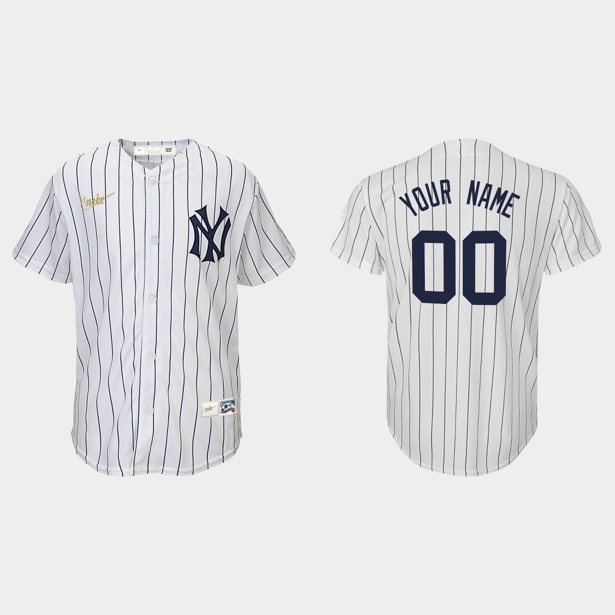 Youth New York Yankees White Cooperstown Collection Home Custom Jersey