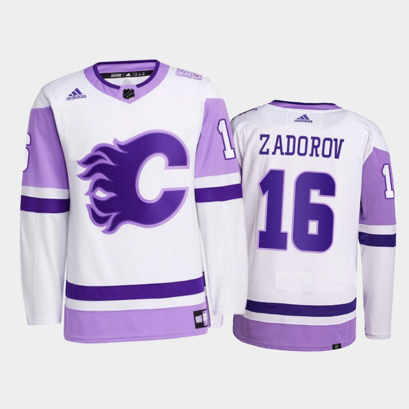 Nikita Zadorov #16 Calgary Flames 2021 FightsCancer White Primegreen Jersey