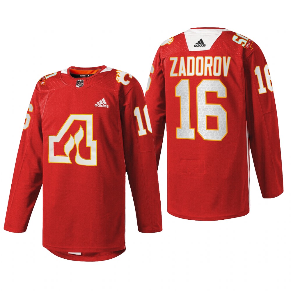 Nikita Zadorov Calgary Flames 50th Anniversary Jersey Red #16 Warm-Up