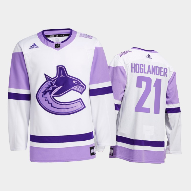 Nils Hoglander #21 Vancouver Canucks 2021 FightsCancer White Special warm-up Jersey