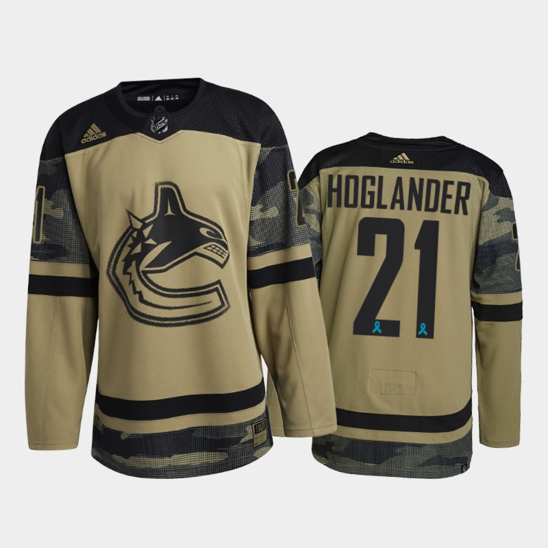Nils Hoglander Vancouver Canucks Canadian Armed Force Jersey Camo #21 2021 CAF Night