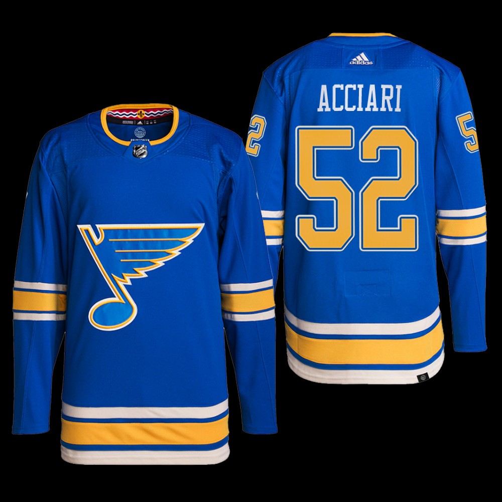Noel Acciari St. Louis Blues Primegreen Jersey Blue #52 Alternate Uniform
