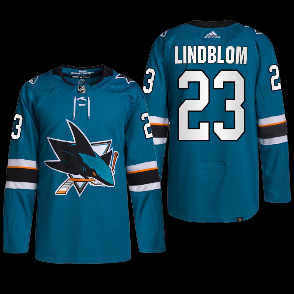 Oskar Lindblom San Jose Sharks Primegreen Jersey 2022 Teal #23 Home Uniform