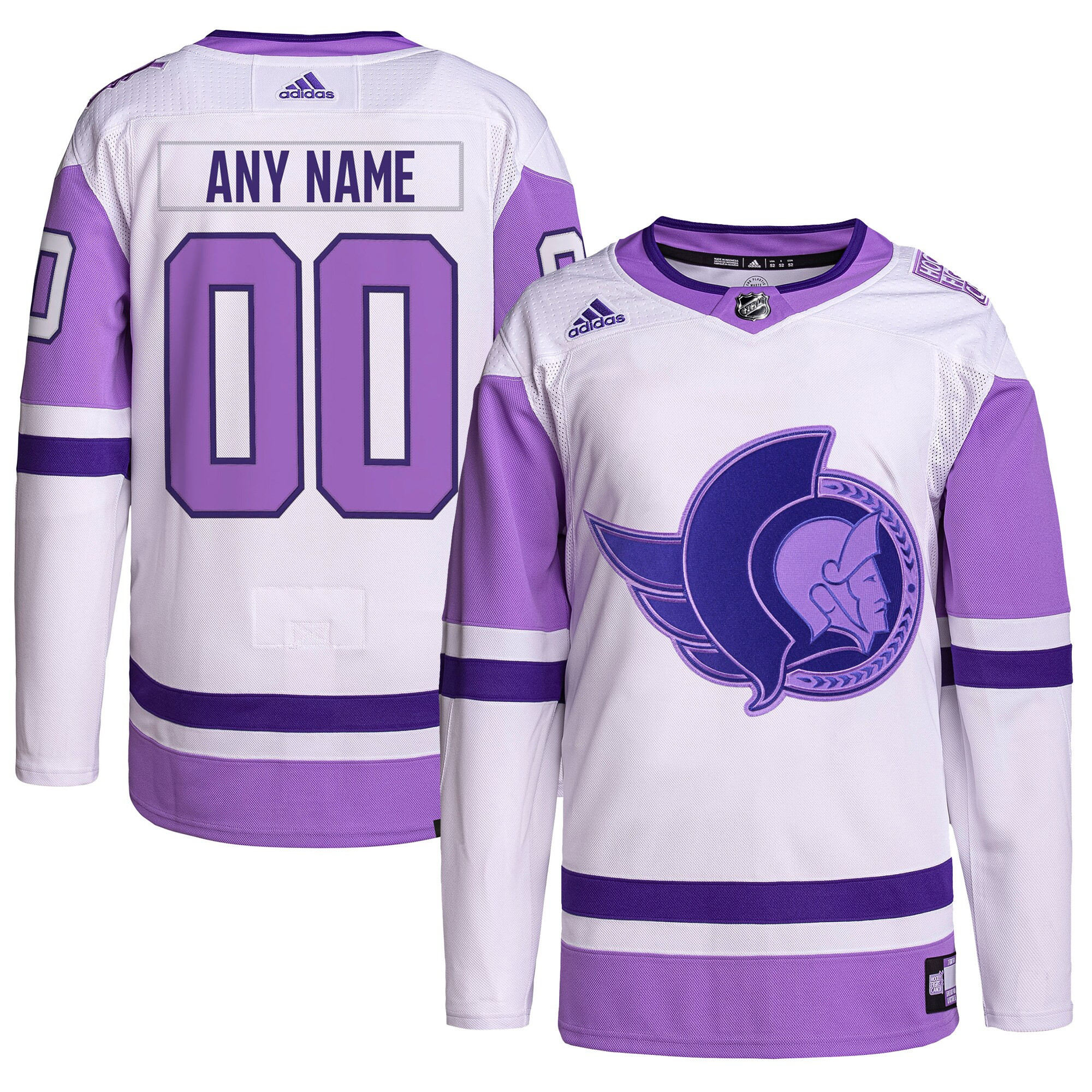 Ottawa Senators Hockey Fights Cancer Primegreen Authentic Custom Jersey - White/purple Custom Jerseys 