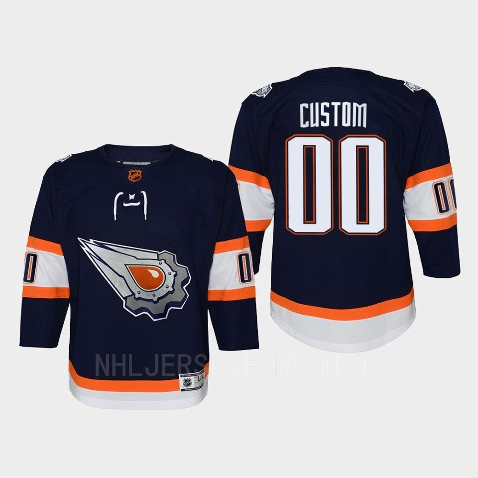 Youth Edmonton Oilers Custom 00 Special Edition 2.0 Retro Jersey Navy