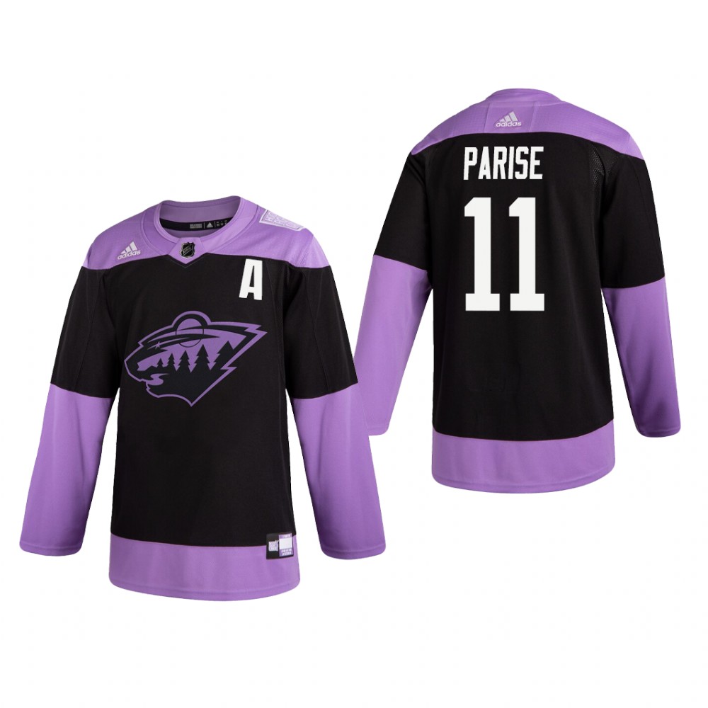 Zach Parise #11 Minnesota Wild 2019 Fights Cancer Black Practice Jersey