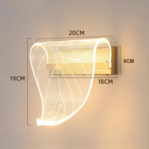 Alternative view of Tricolor Led Wall Lamp Sconces For Bedroom Gold Sconce Light Decorative For Living Room Home Interior Leaf Metal Scones Lighting