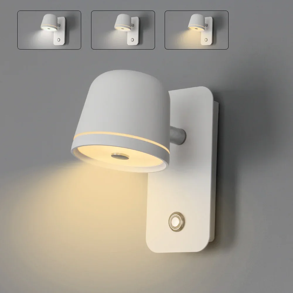 Aisilan LED Bedside Dimmable Wall Lamp with touch On/Off Switch 3-CCT Rotation hotel bed room Wall Sconce Decoration Fixture - Image 2