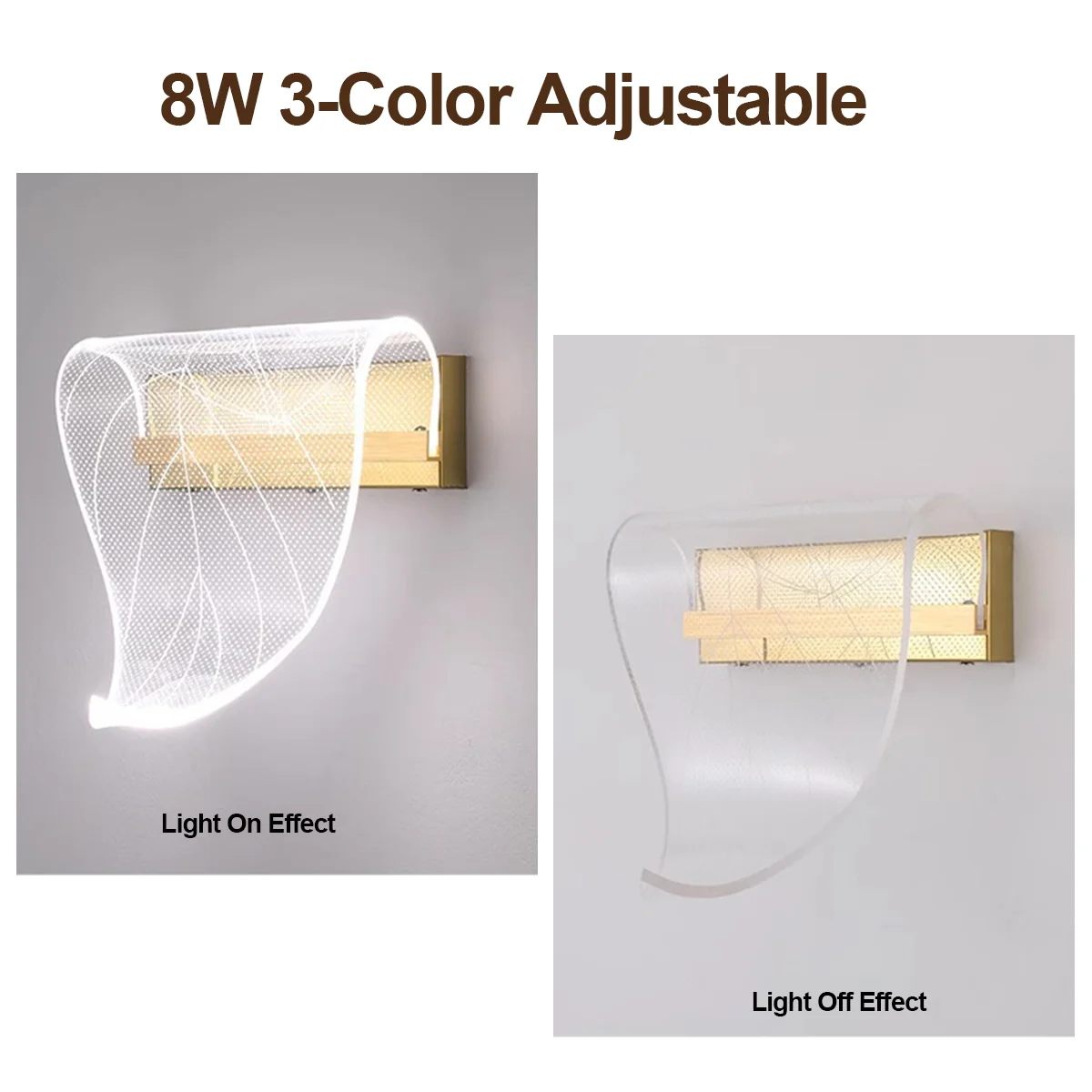 Tricolor Led Wall Lamp Sconces For Bedroom Gold Sconce Light Decorative For Living Room Home Interior Leaf Metal Scones Lighting - Image 3