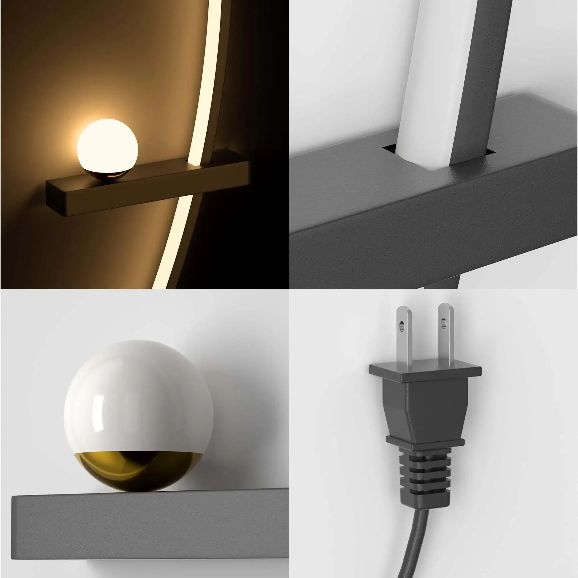 2pcs Modern Adjustable LED Wall Sconce, 31.5" Arched Metal Bedside Lamp, 3000K Warm Glow, Indoor Use for Bedroom - Image 3